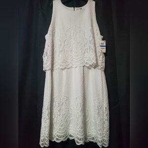 NWT Charter Club White lace MIDI Sleeveless dress SZ XL